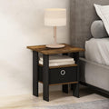 Furinno TIDUR Bedside Table with Storage Bin, Amber Pine