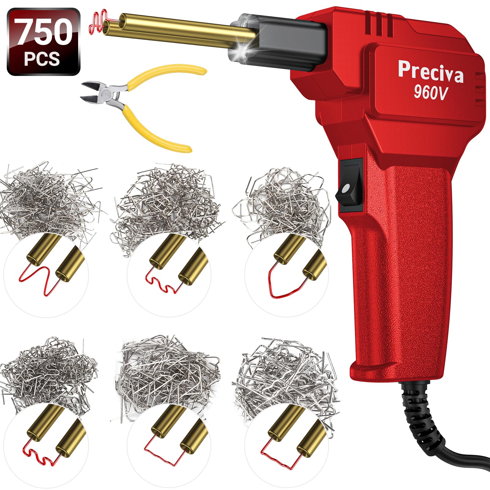 Preciva 50W Plastic Welding Kit | 750pcs Hot Stapler Bumper Repair Tool