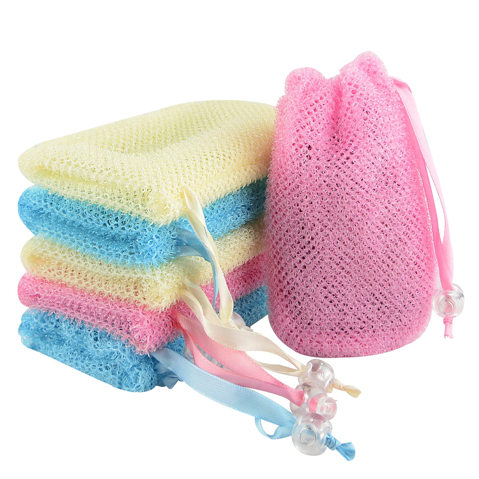 Linkidea 6-Pack Exfoliating Mesh Soap Bag Saver – Nylon Body Scrubber