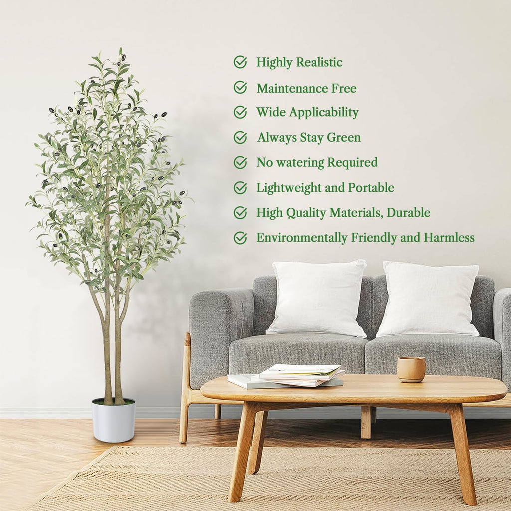 Alupssuc 5FT Artificial Olive Tree | Faux Potted Plant with Wood Trunk
