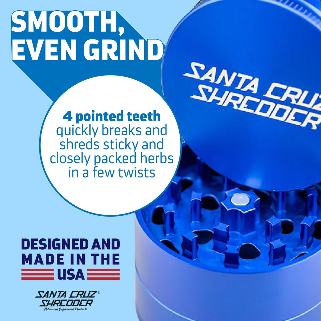 Santa Cruz Shredder 3-Piece Medium Herb Grinder | Blue Aluminum 2.125"