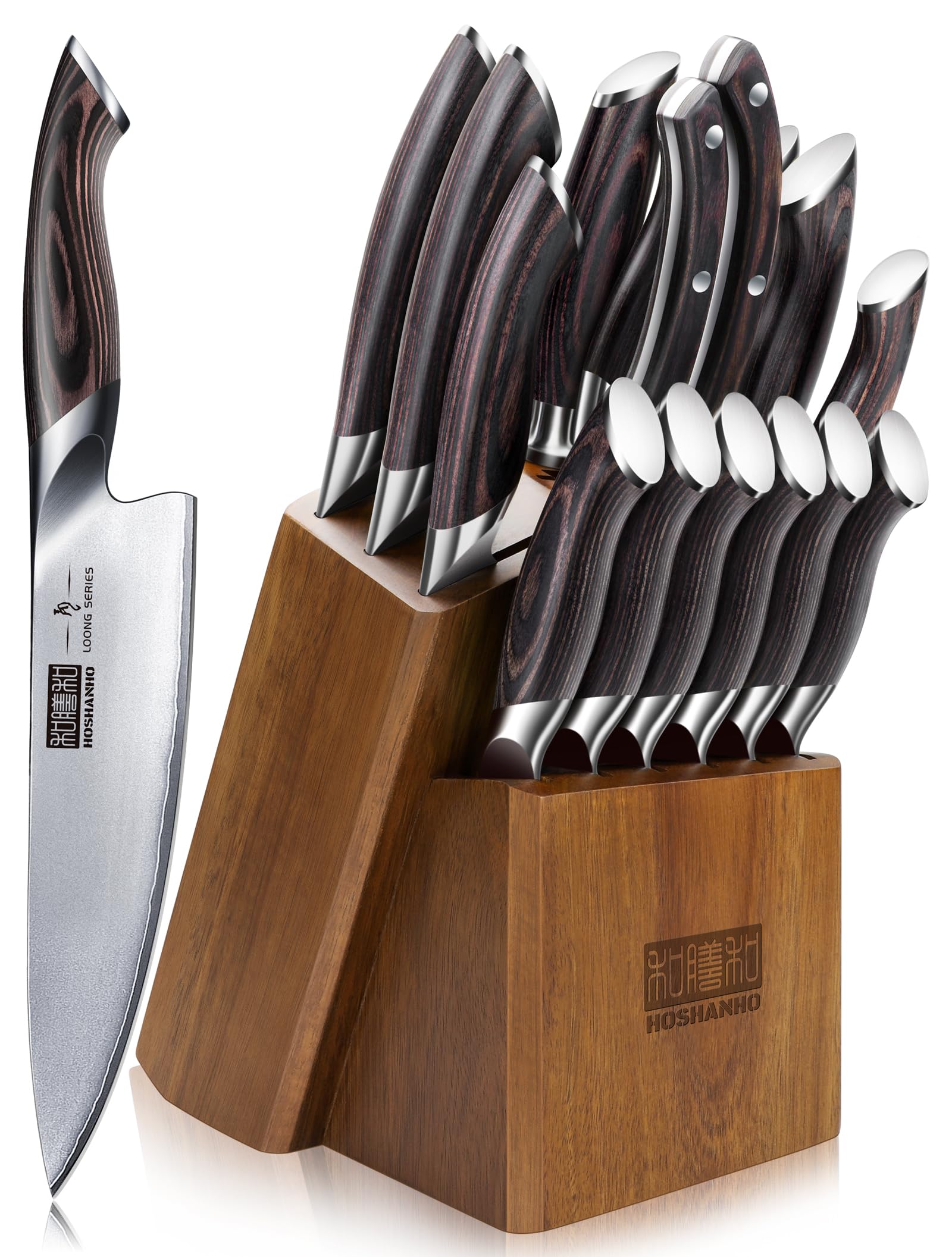 HOSHANHO 16-Piece Japanese High Carbon Stainless Steel Knife Set