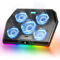 TECKNET RGB Laptop Cooling Pad | 5 Quiet Fans & 2 USB Ports for 12-19"