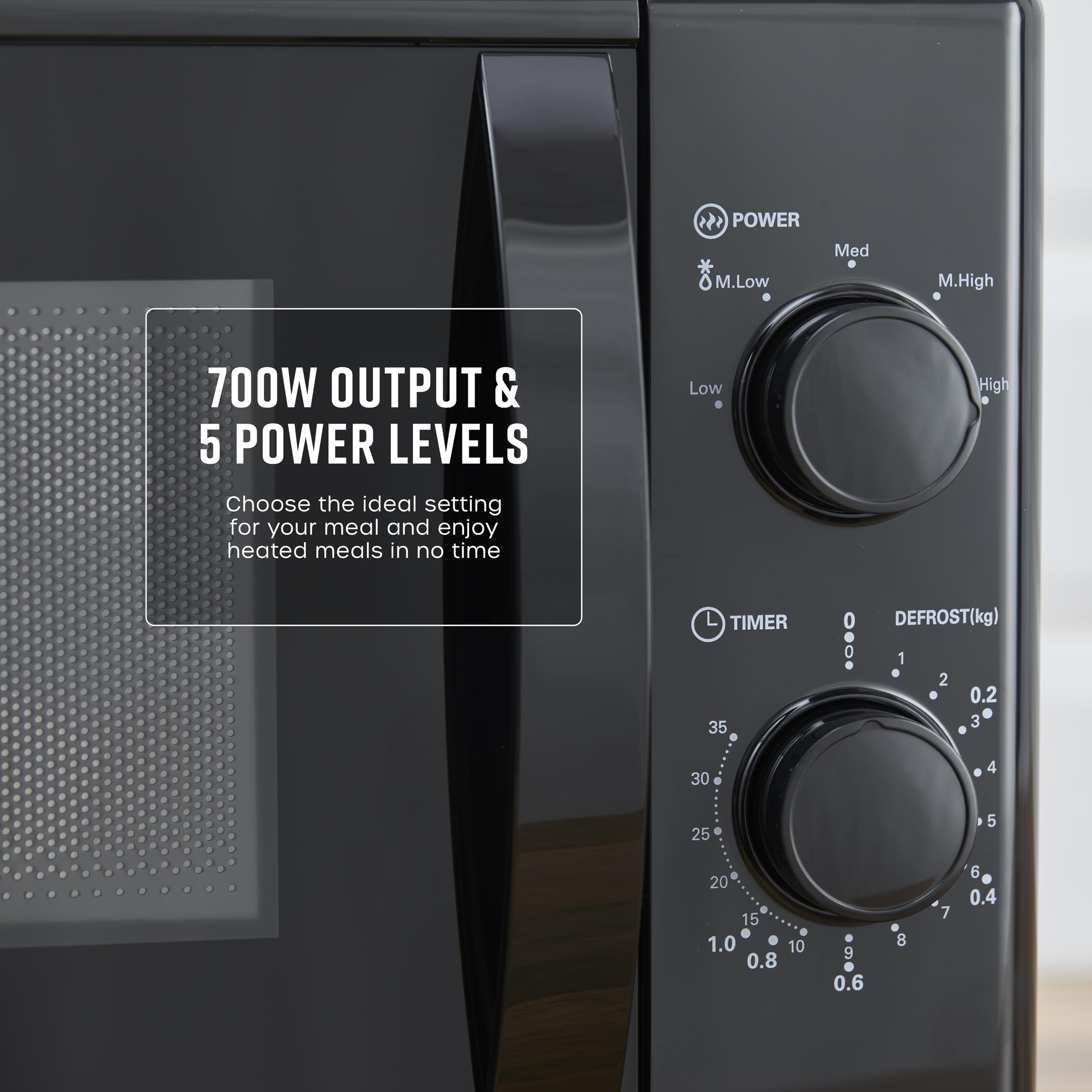 Swan 20L Manual Microwave – 700W with 5 Power Levels, Black