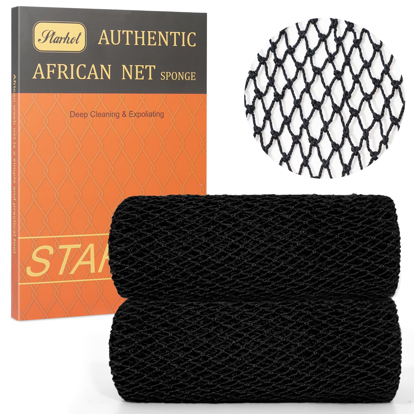 Jolof Store African Net Sponge – 2-Pack Black Nylon Body Scrubber