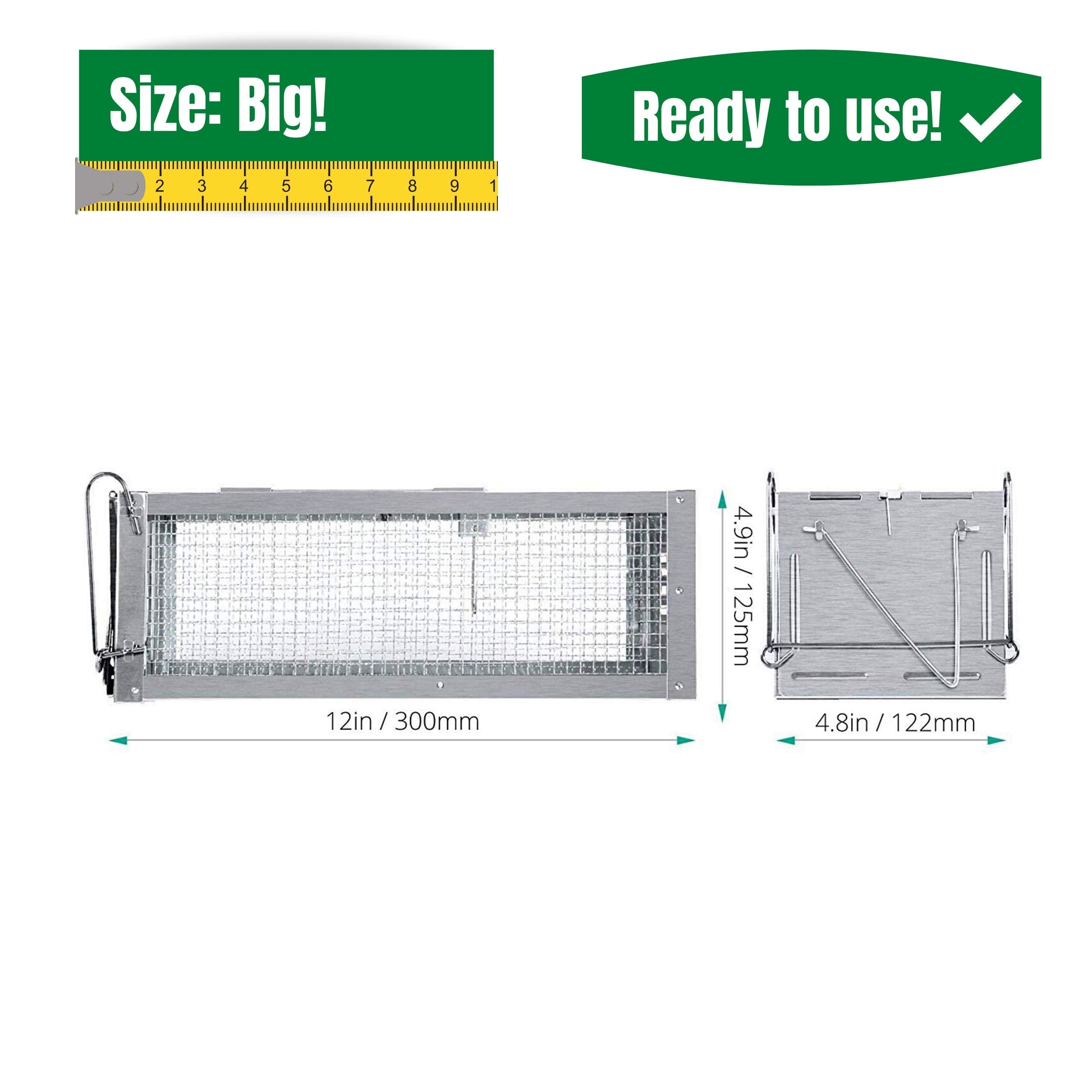RatzFatz Humane Rat Traps – 2 Pack Reusable Live Catch Mouse Traps, 30cm