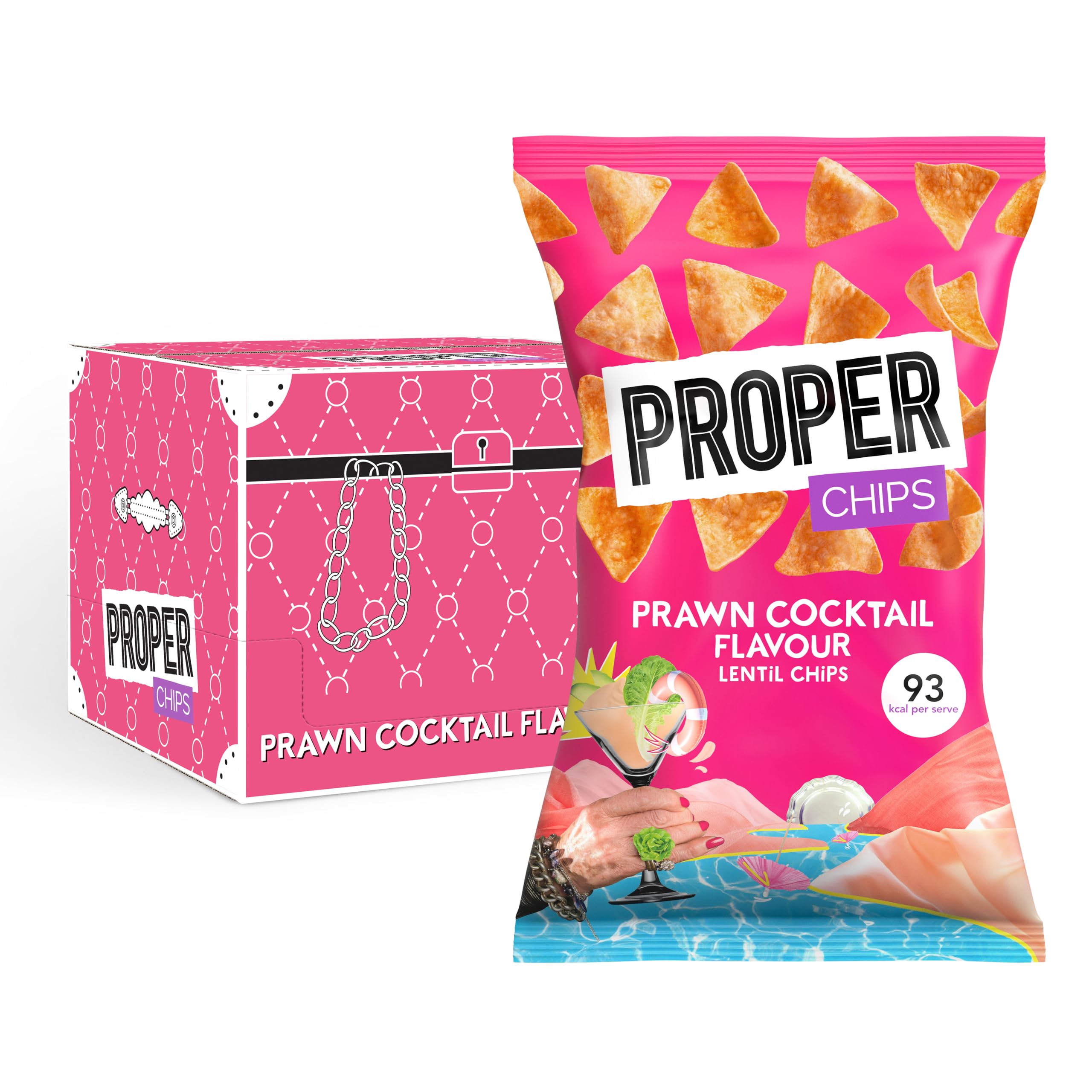 PROPER Prawn Cocktail Lentil Chips – Vegan & Gluten Free Snacks – 8 x 85g