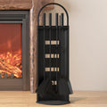 Kingson 5-Piece Fireplace Tools Set – Black Steel Hearth Companion Set