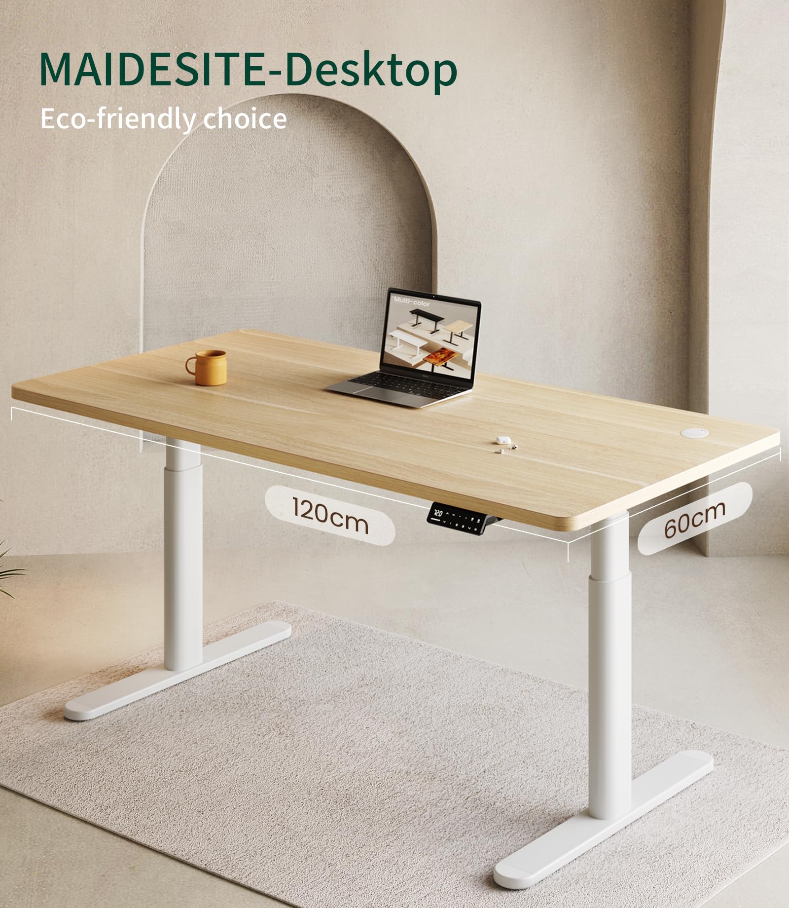 MAIDeSITe Standing Desk Table Top - 120x60x2.5cm Solid Desktop