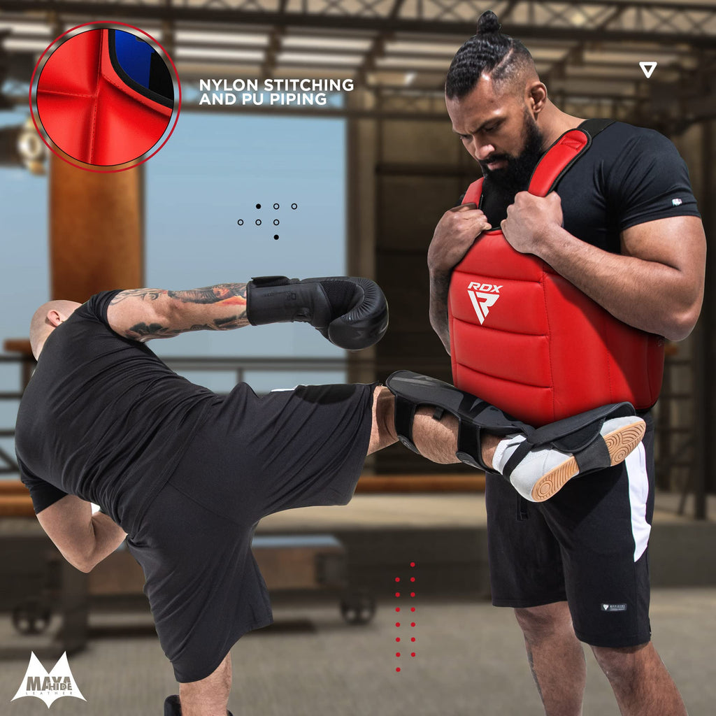 RDX Reversible Boxing Chest Guard | Maya Hide Leather MMA Body Protector