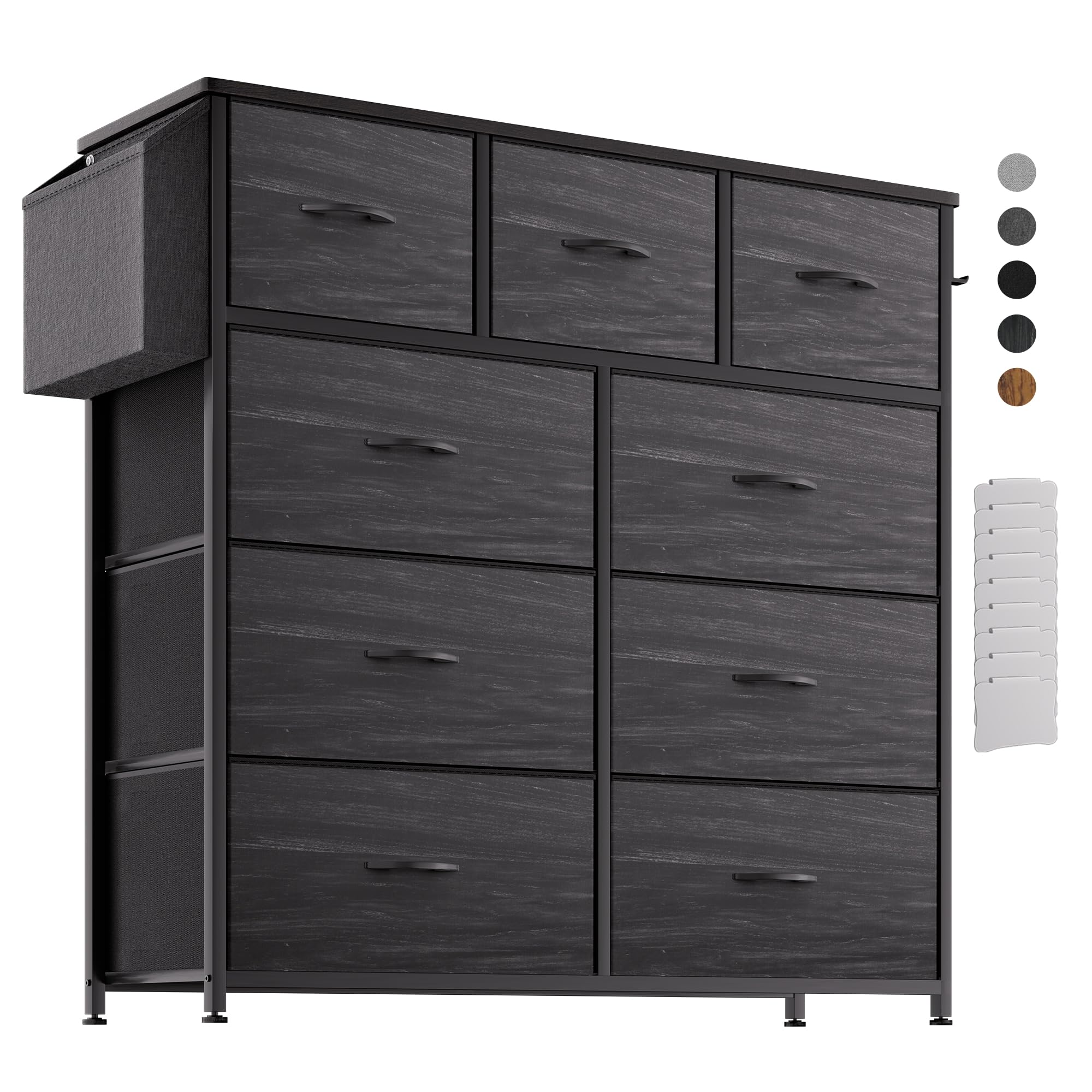 PURFINO 9-Drawer Fabric Chest of Drawers – Canvas Storage Unit