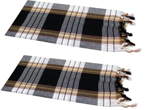 Jolof Store 2-Pack Peshtemal Hammam Towel – 100% Cotton Black Chequered