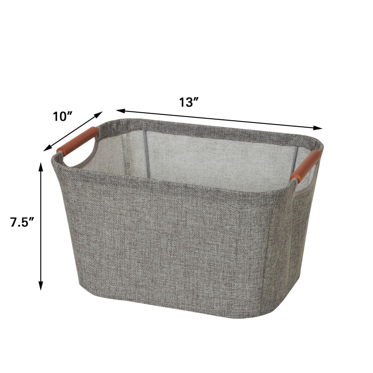 Household Essentials 623 Small Tapered Soft-Side Storage Bin with Wood Handles, Gray, Grey - image 3