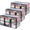 Vieshful 3 Pack Clear Comforter Storage Bag, 60L Clothes Storage Bag with Zipper Closet Organizer