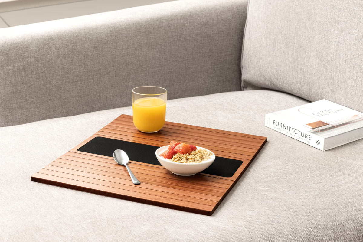 Kos Design Bamboo Sofa Arm Tray – Anti-Slip, Flexible Sofa Arm Table for All Armrests – Durable Couch Tray with Elegant Design, Natural Color - image 3