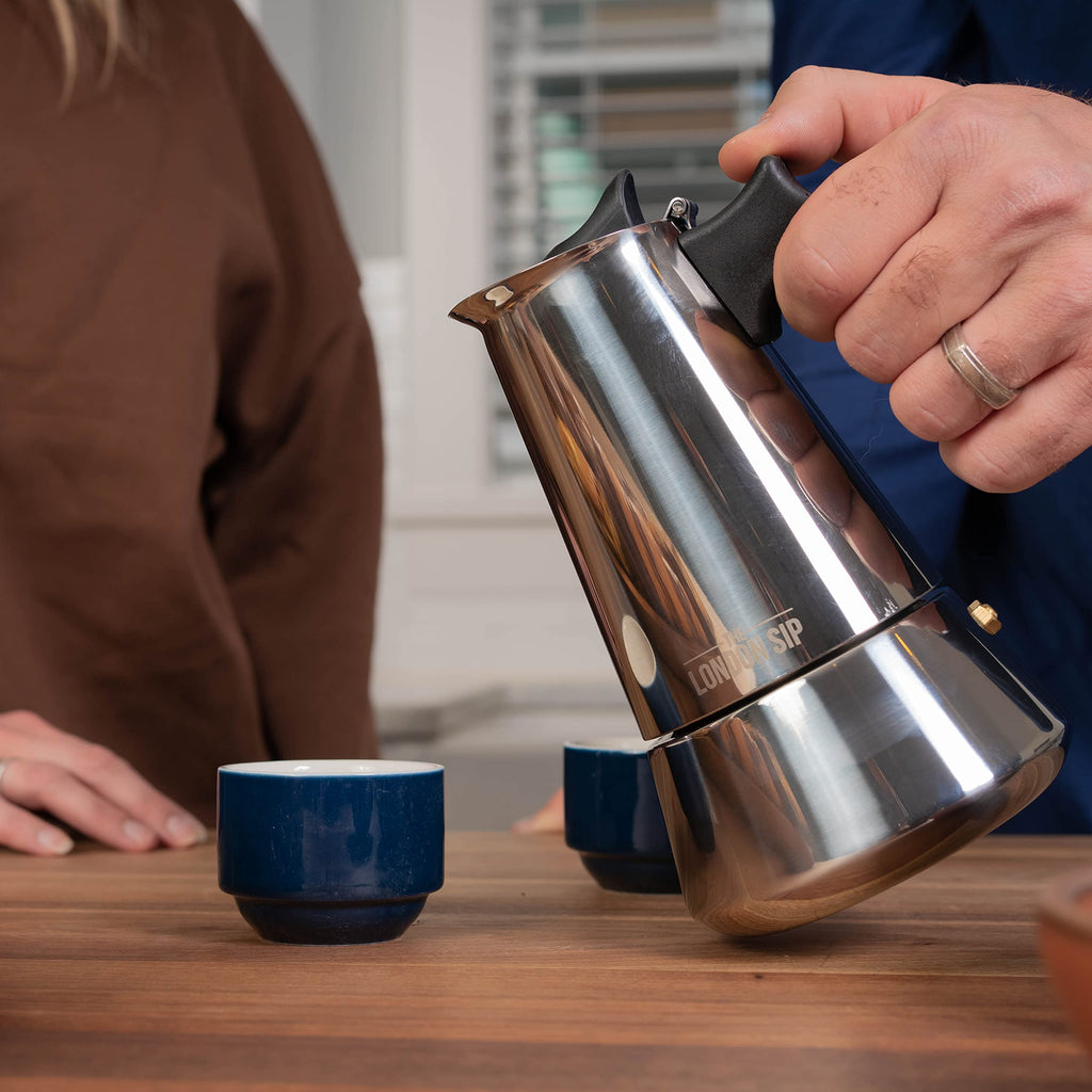 The London Sip Stainless Steel Moka Pot – 6 Cup Induction Espresso Maker