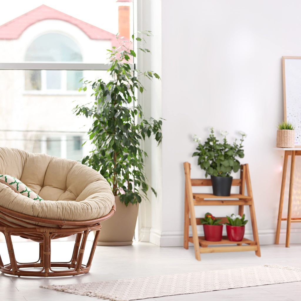Relaxdays Wooden Flower Display Rack | 3-Tier Foldable Indoor Plant Stand
