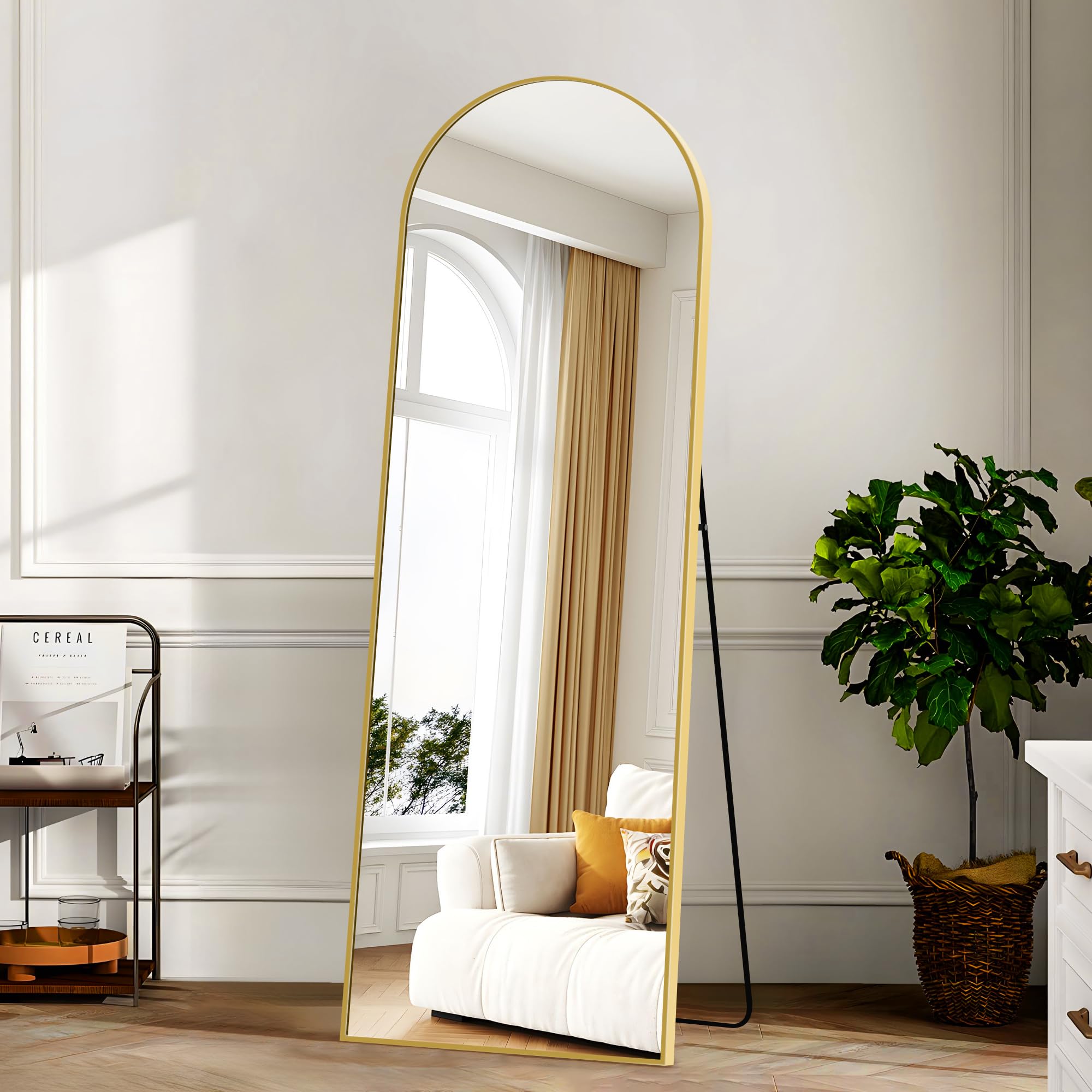 KOCUUY Arched Full Length Mirror | 161x52cm Aluminum Alloy Floor Mirror