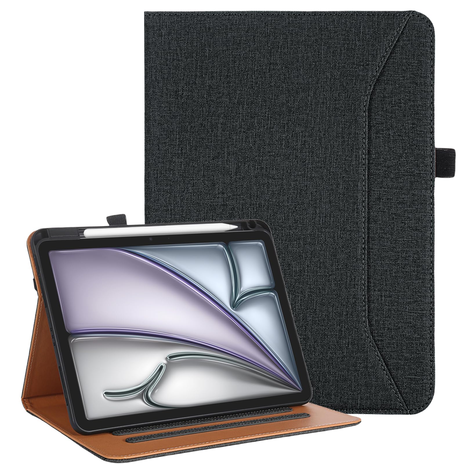 Vakarey iPad Air 11 Inch Case M2 2024/2025 | PU Leather Pencil Holder
