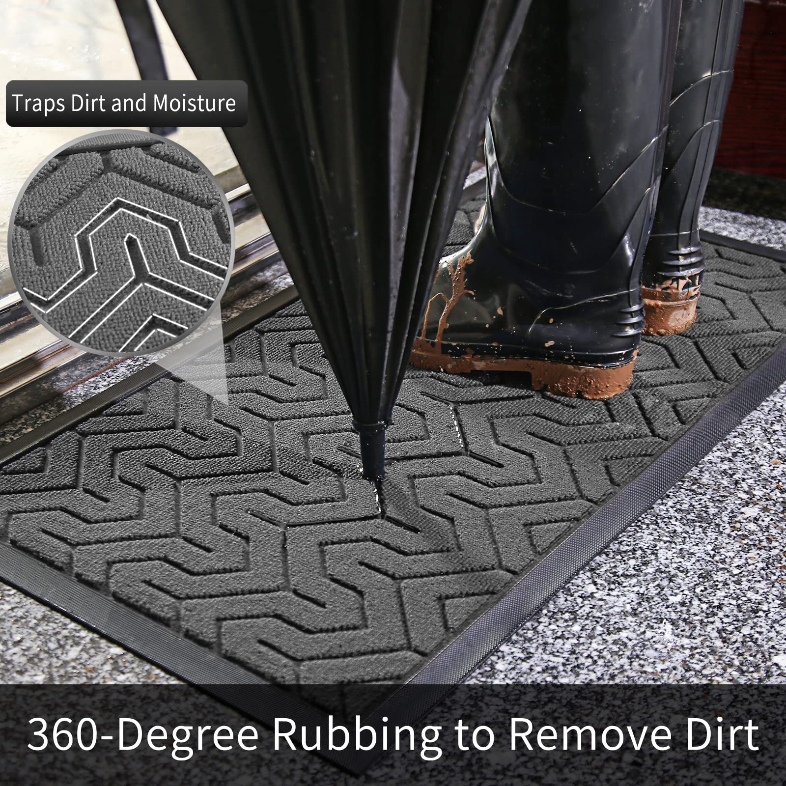 Yimobra Outdoor Door Mat – Heavy Duty Non-Slip Entry Rug, Gray, 81x120 cm