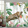 Bonhause Leopard Tropical Leaves Shower Curtain | Waterproof Polyester
