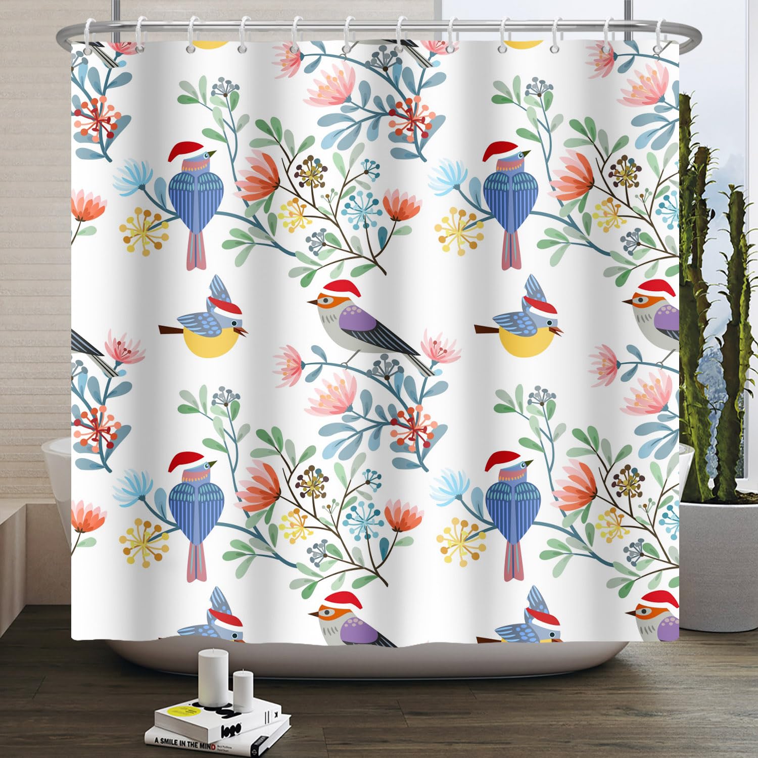 Floral Bird Shower Curtain | Waterproof Polyester 105x160cm