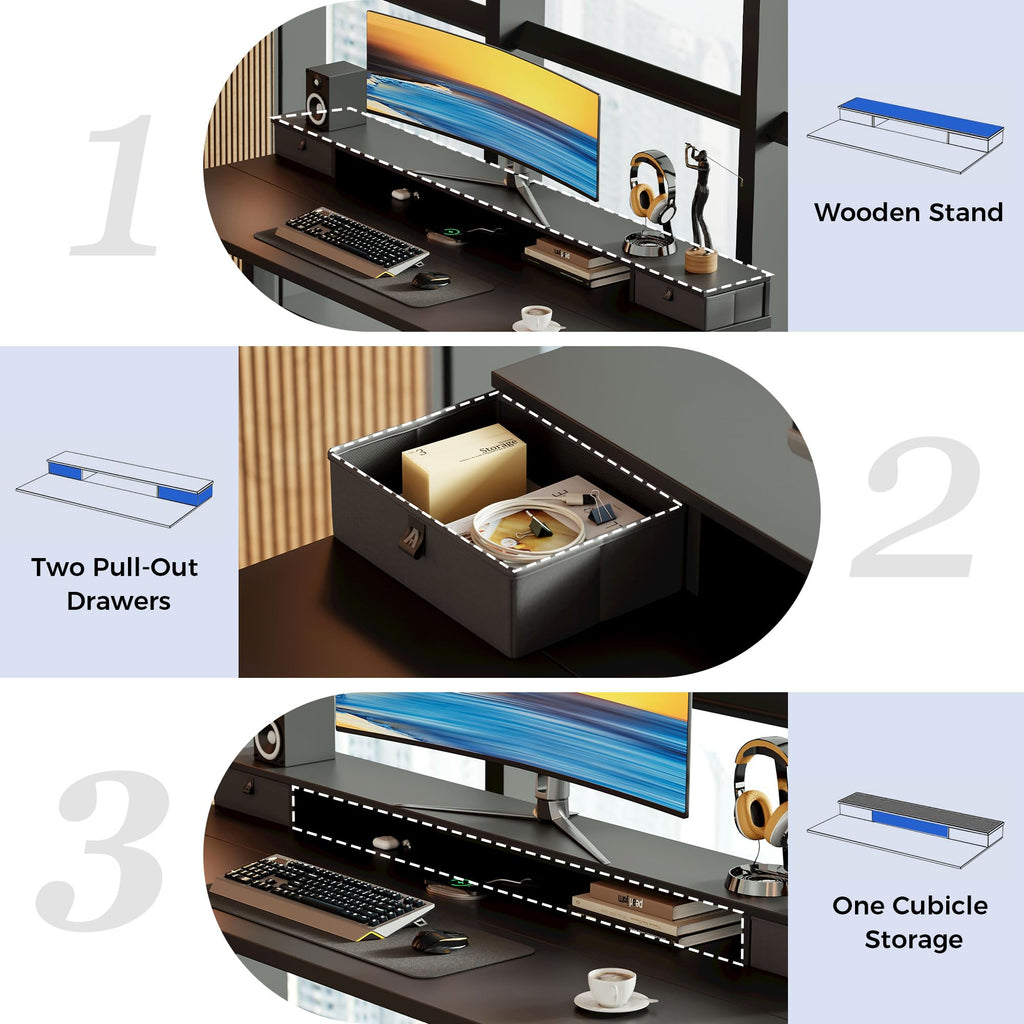 Agilestic Electric Adjustable Height Desk, with 2 Fabric Drawers, 100x60cm - image 4
