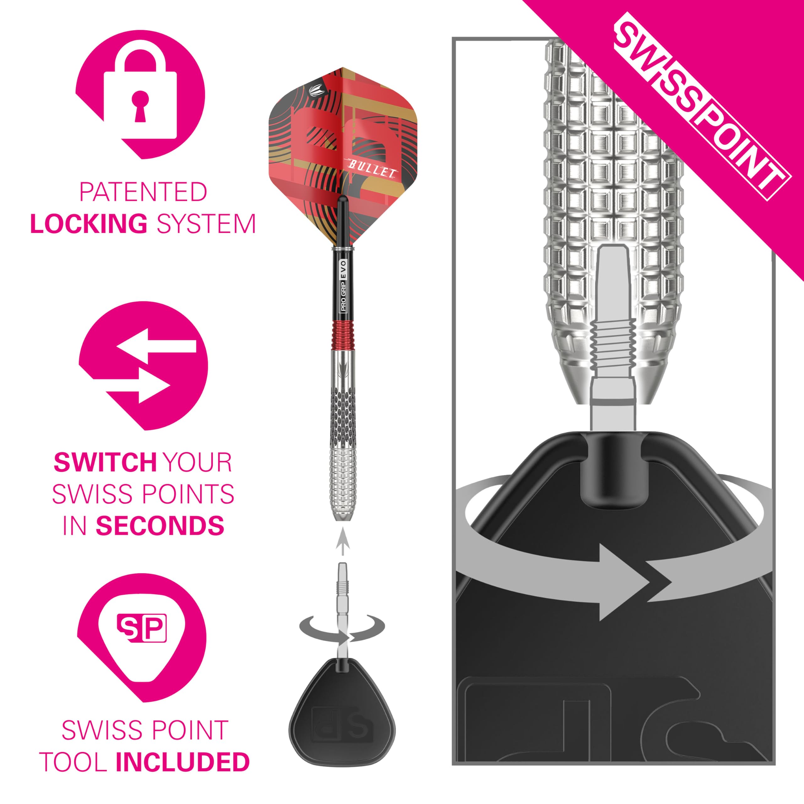 Target Darts Stephen Bunting G5 95% Tungsten Steel Tip Dart Set - 18g