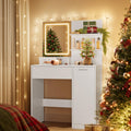 VASAGLE KAILYN White Makeup Vanity Table with LED Mirror & Power Outlet