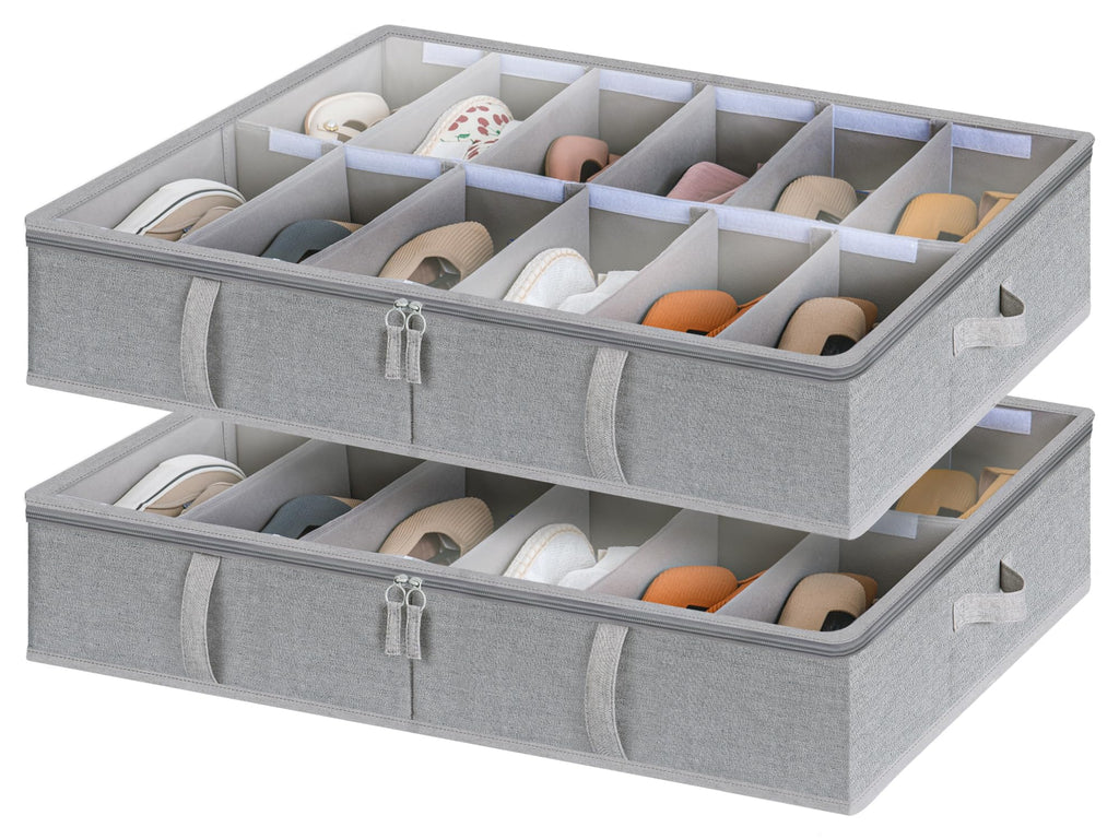 StorageWorks Under Bed Shoe Storage Organizer - Grey, 2-Pack
