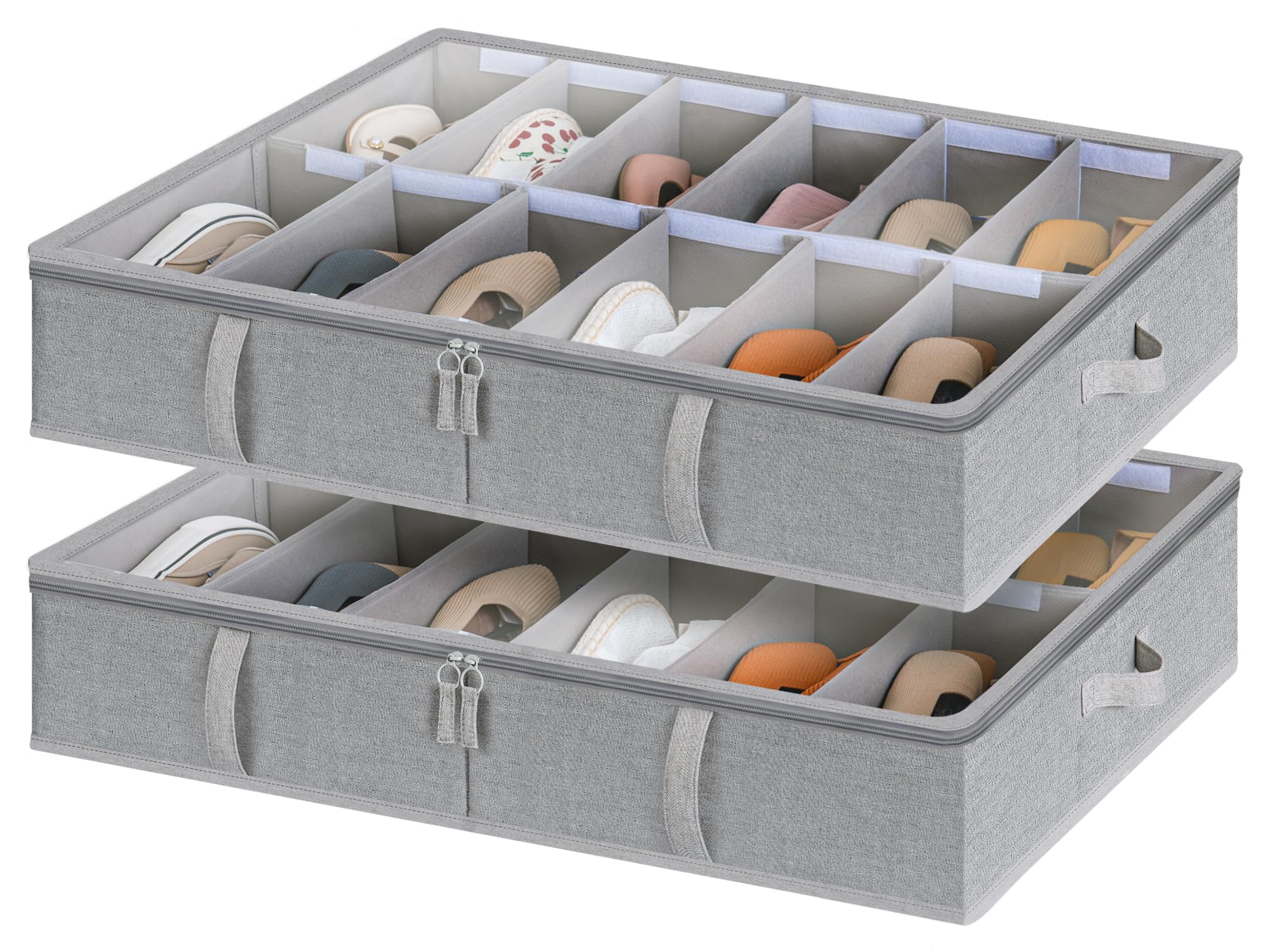 StorageWorks Under Bed Shoe Storage Organizer - Grey, 2-Pack
