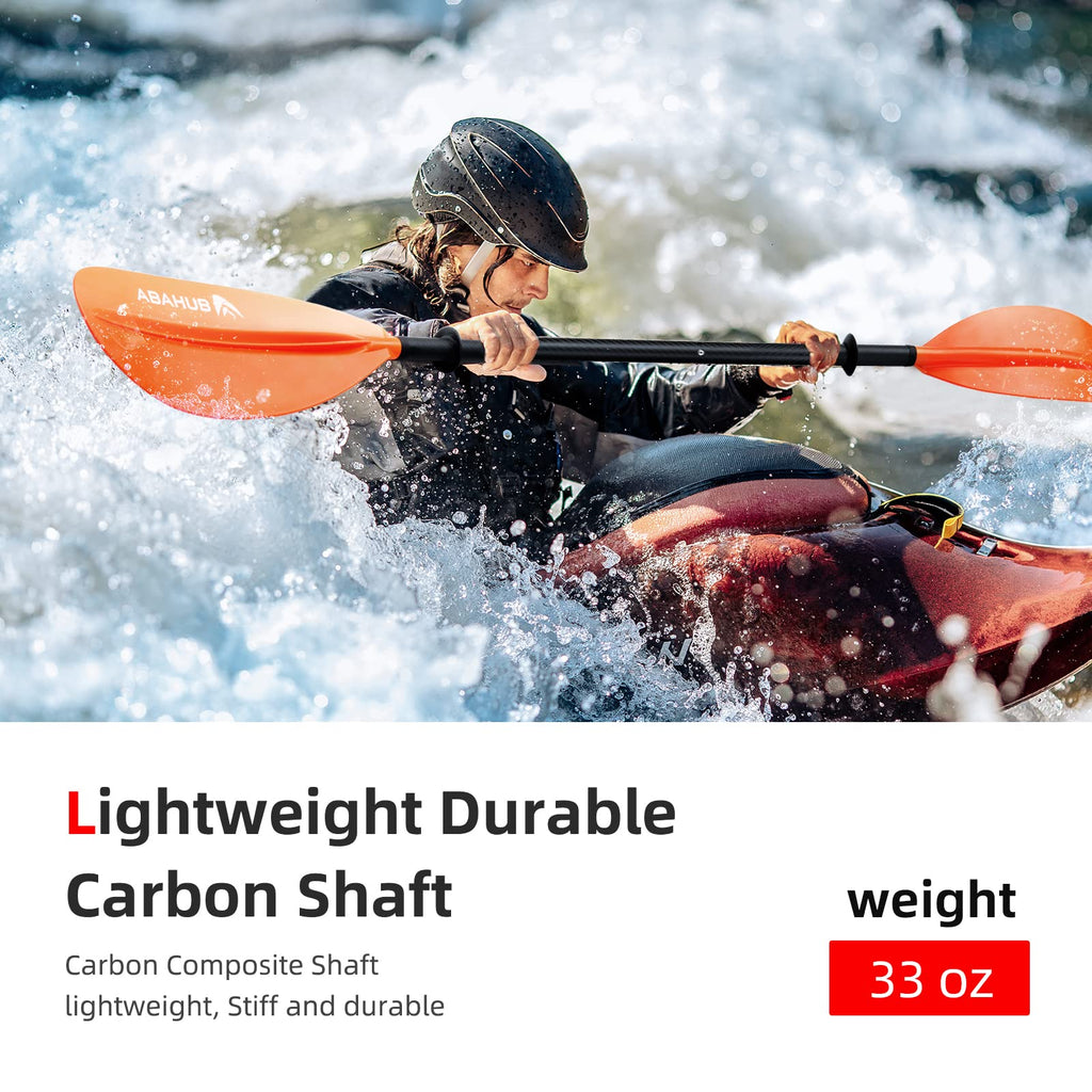 Abahub Carbon Fiber Kayak Paddle – 90.5 Inch Lightweight Oar with Leash