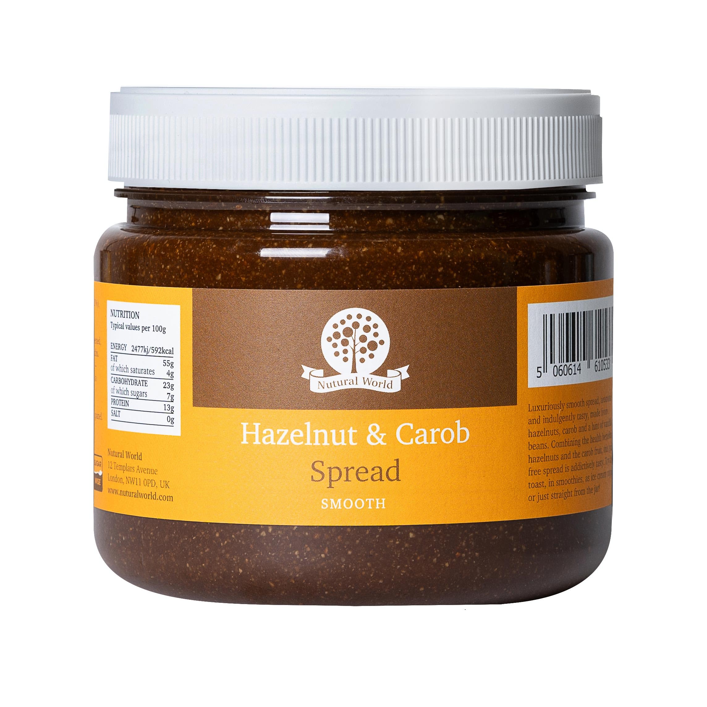 Nutural World Smooth Hazelnut and Carob Spread – Vegan Nut Butter (1kg)