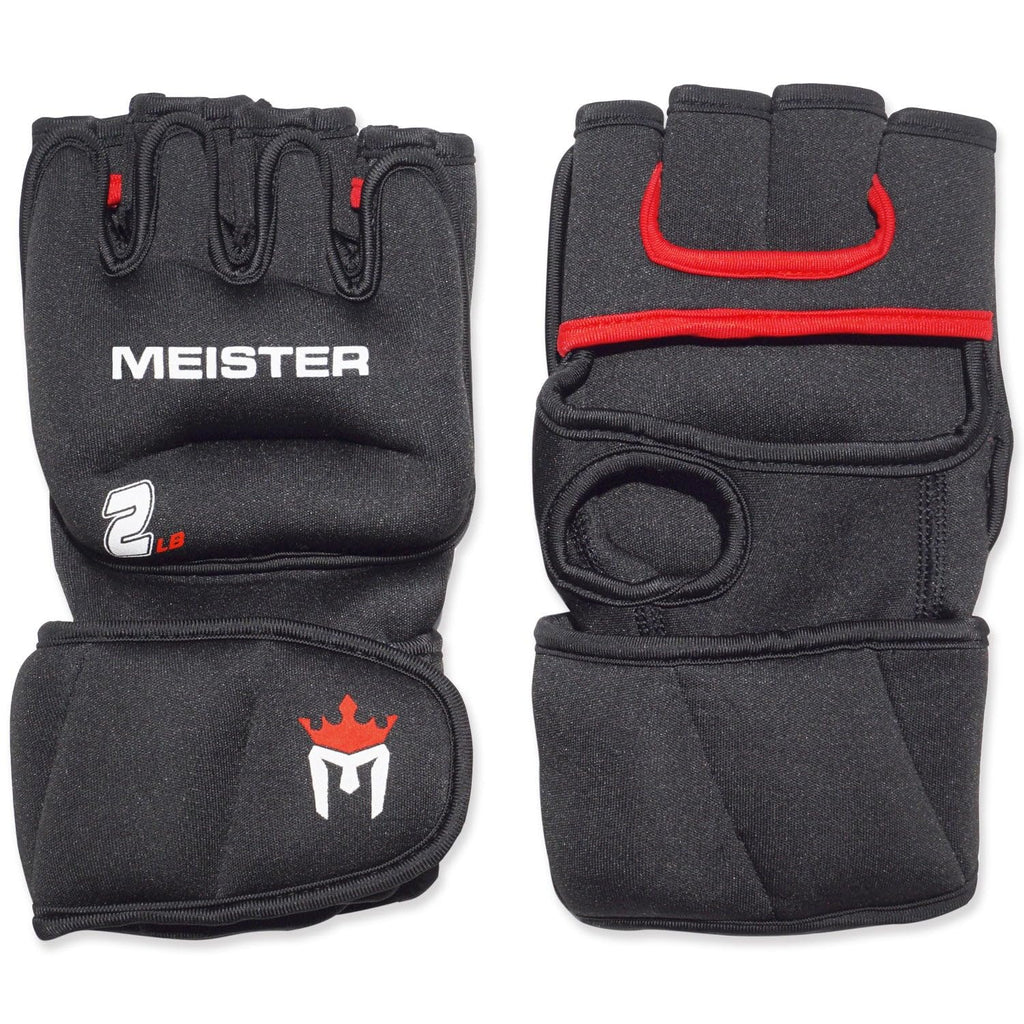 Meister 2lb Neoprene Weighted Gloves for Cardio & Heavy Hands – Black/Red