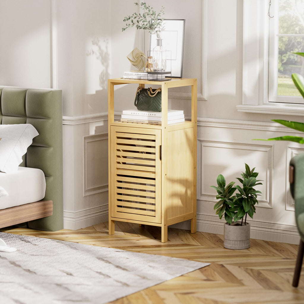 HITNET Bamboo Bathroom Cabinet – 4-Tier Slim Freestanding Floor Organizer