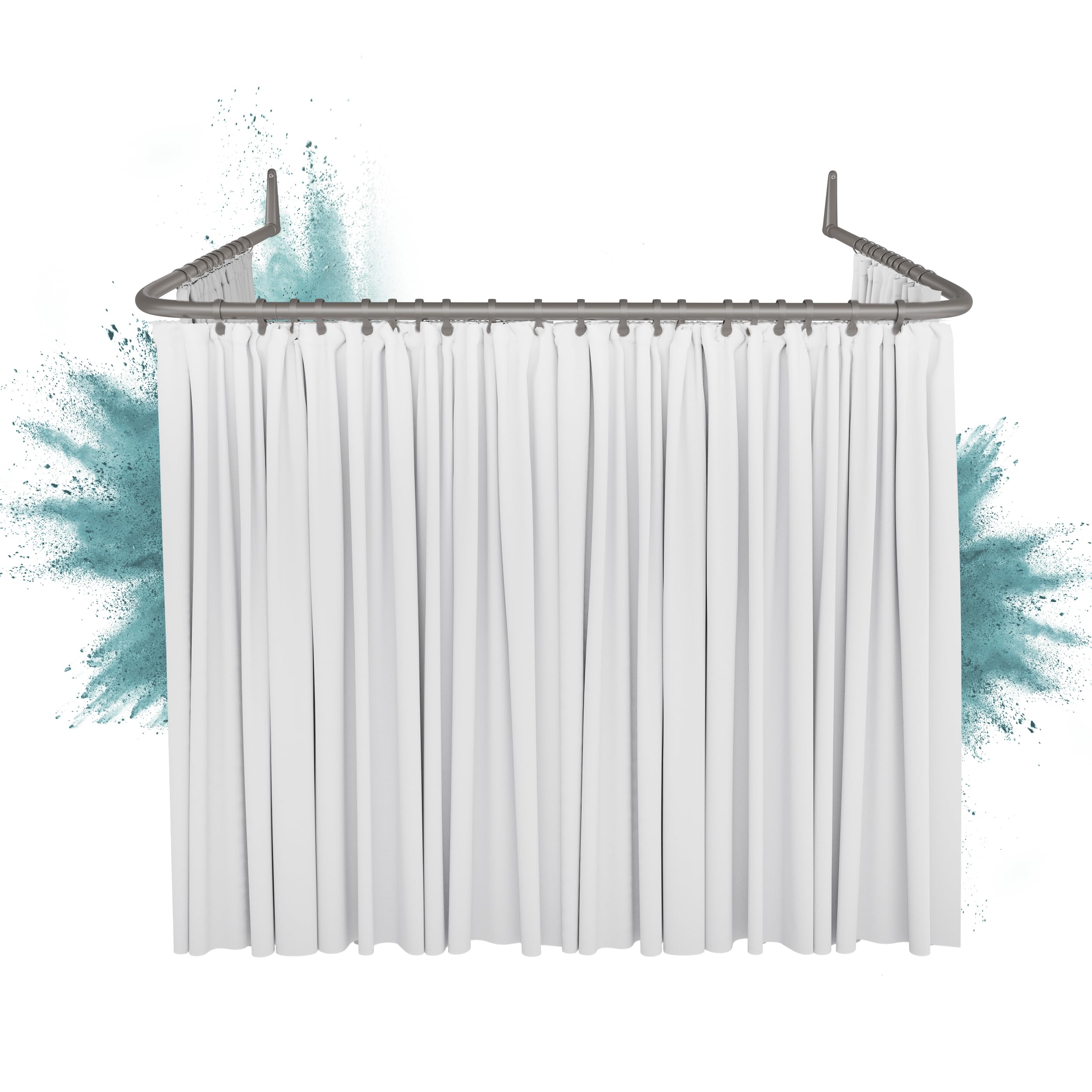 Erica U-Shaped Shower Curtain Rail - Grey Powder Coated Steel