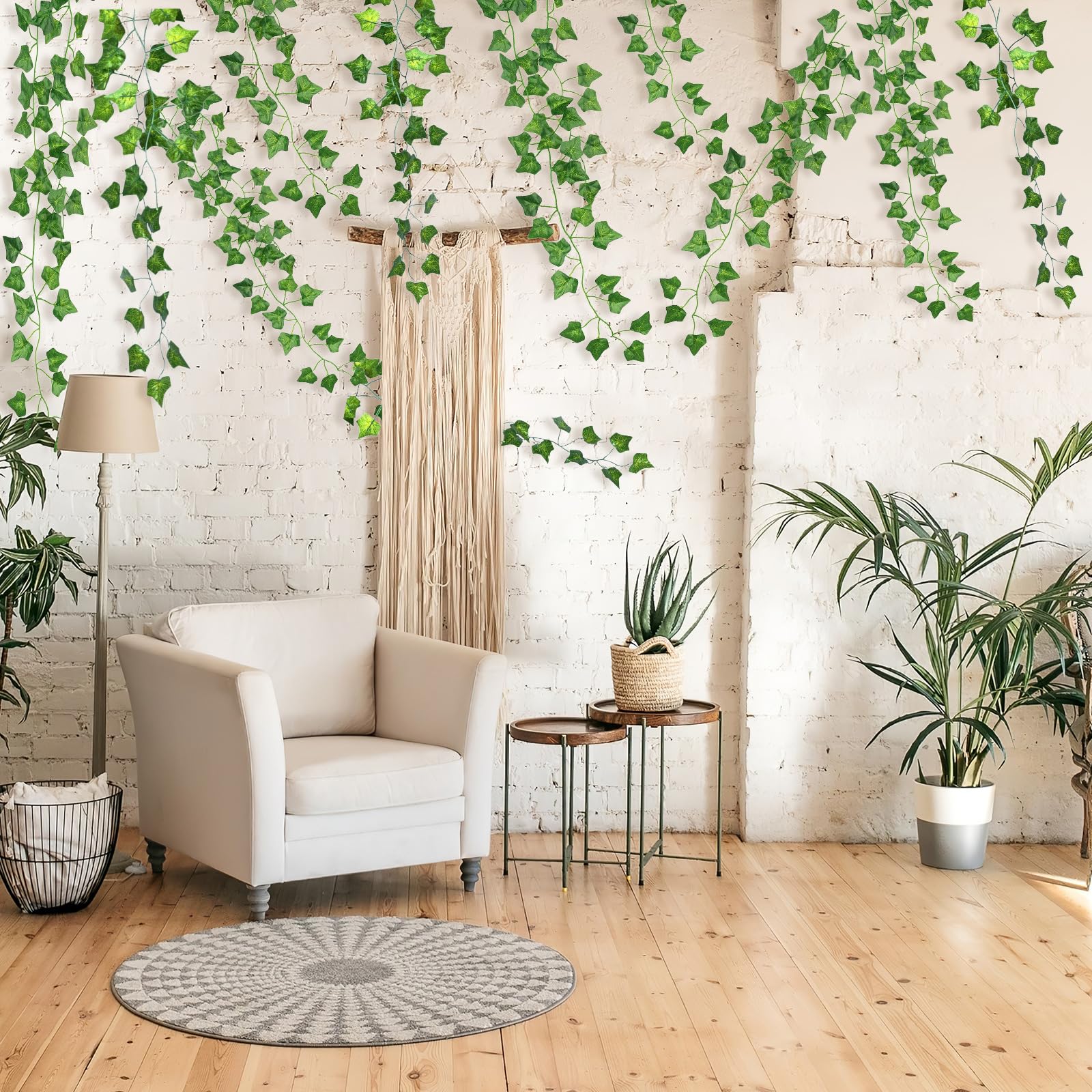 CQURE 60Pcs 420FT Artificial Ivy Garland | UV Resistant Fake Vines for Decor