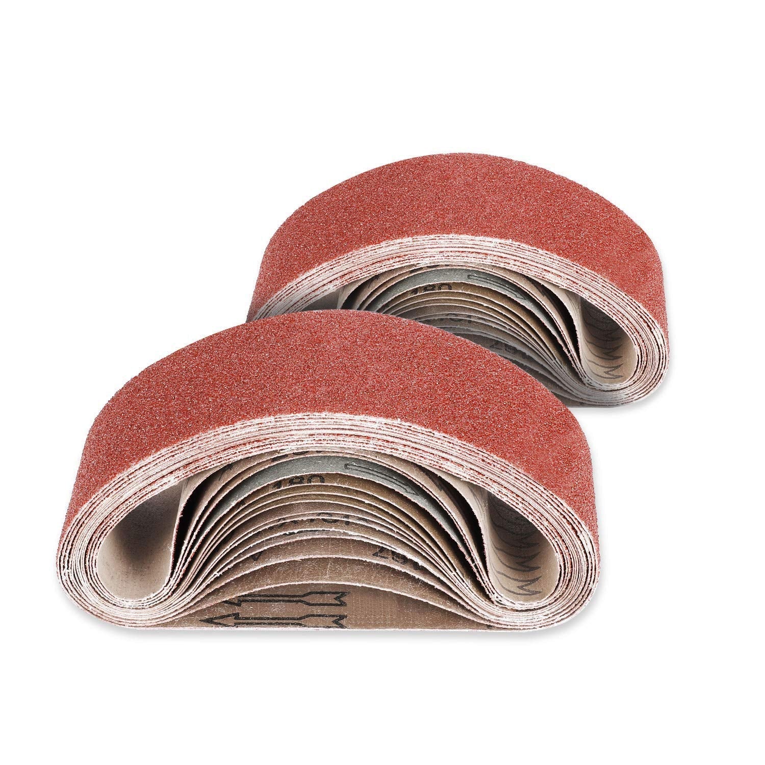 Jellas 26-Pack Aluminum Oxide Sanding Belts, 75x533mm Assorted Grits