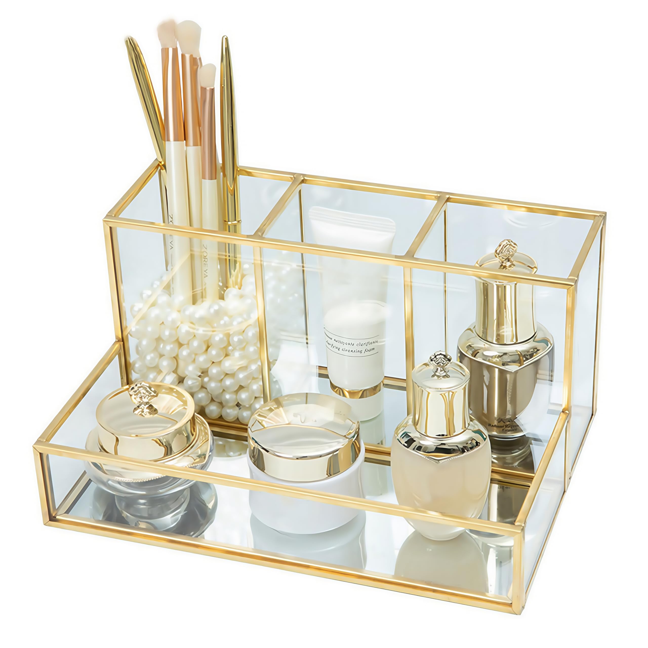 HARLIANGXY Glass Makeup Brush Holder & Cosmetic Perfume Organiser
