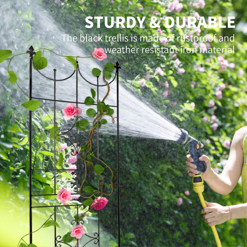 SCENDOR Rustproof Metal Garden Trellis – 70" x 20" Climbing Plant Support