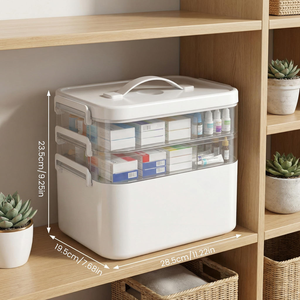 Kryndle Medicine Storage Box, 3 Layer Medicine Box with Compartments - image 2