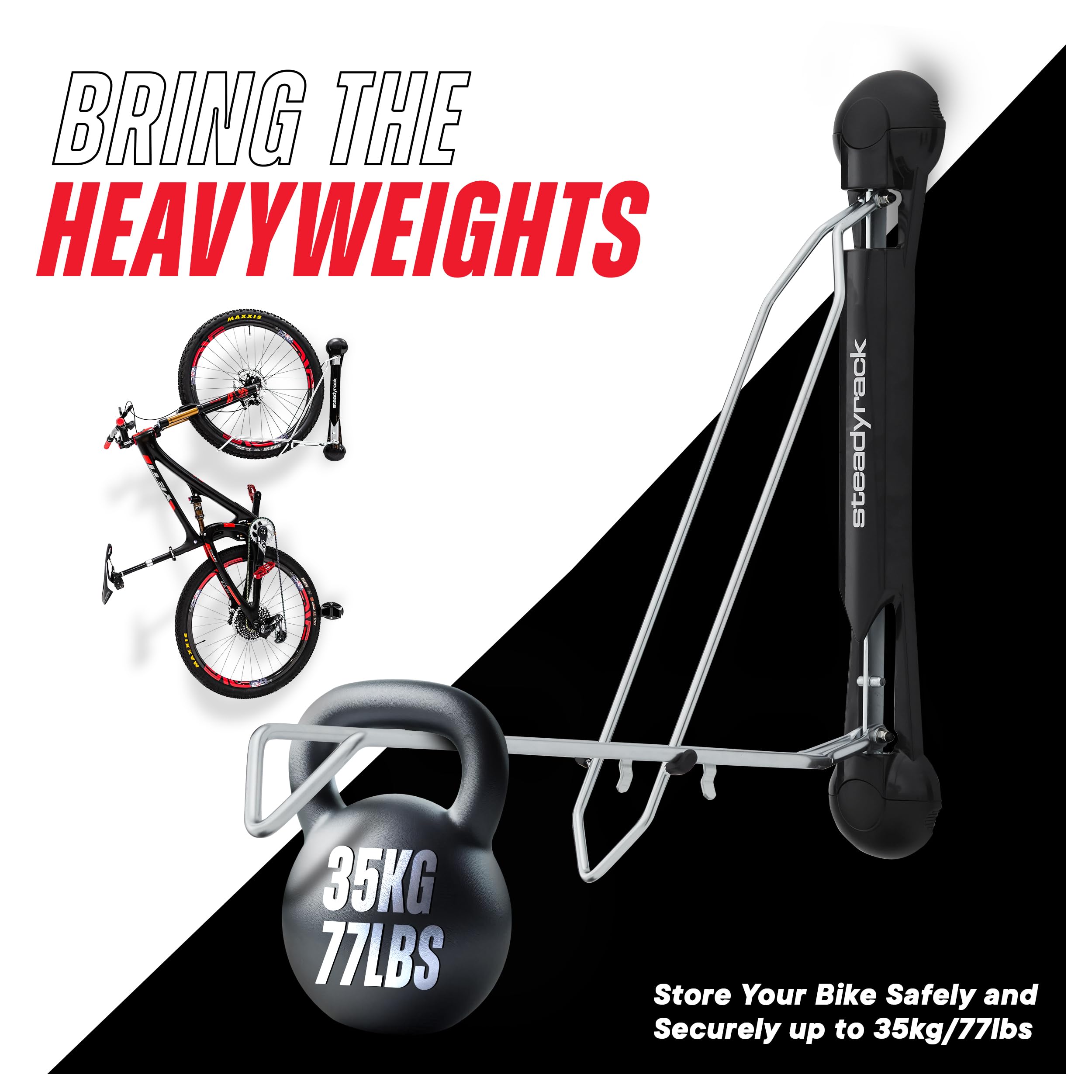 Steadyrack Mountain Bike Rack – Wall Mounted Steel Storage for MTB