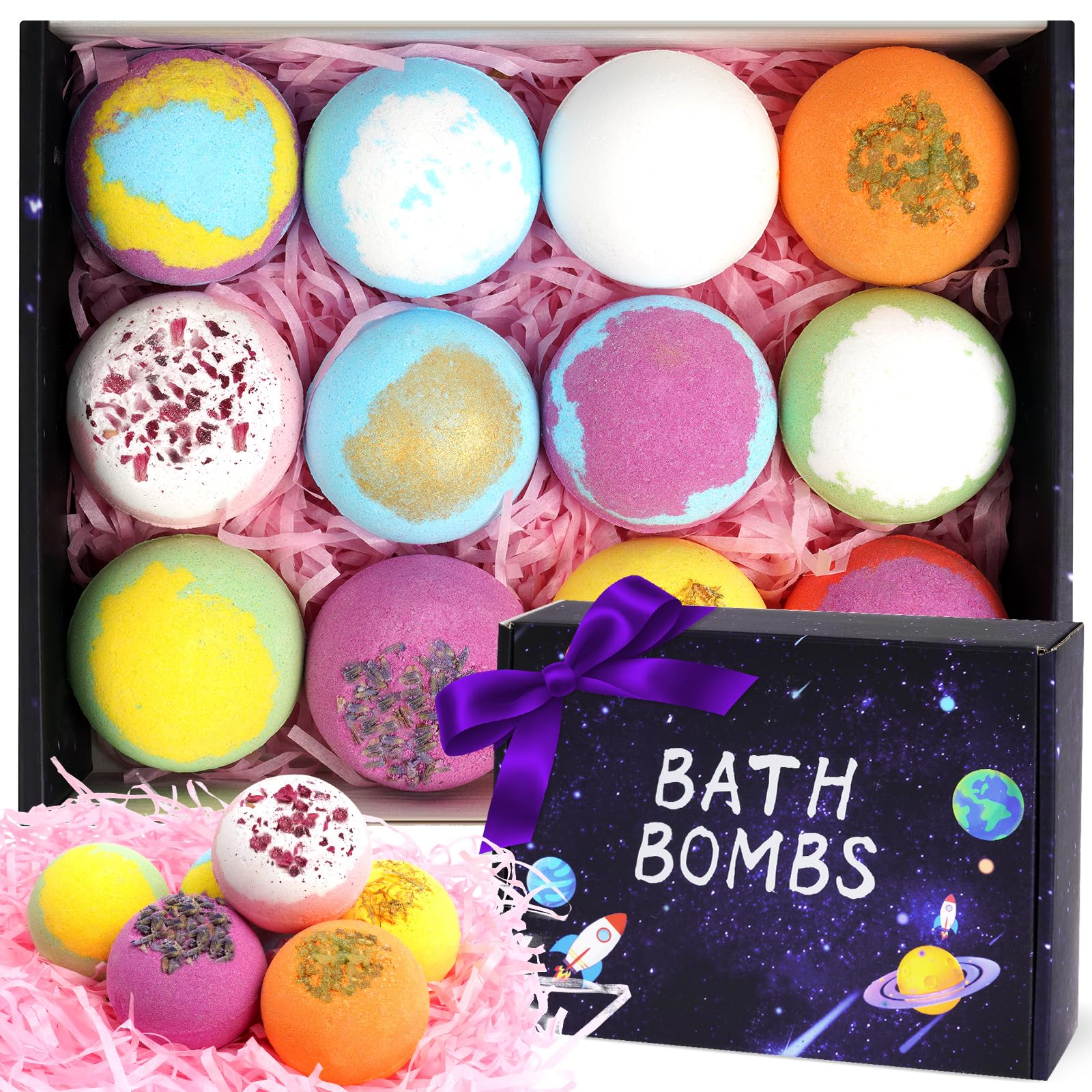 LOPHE Bath Bomb Gift Set | 12 Pcs Organic Handmade Essential Oil Fizzers