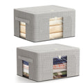 AIOR 2PCS 66L Clothes Storage Bags with Metal Frame, Foldable Fabric Storage Boxes with Clear Windows for Blankets Bedding Comforters - image 1