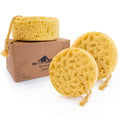 myHomeBody Foam Bath Sponge - Large Round Exfoliating Loofah, 3 Pack