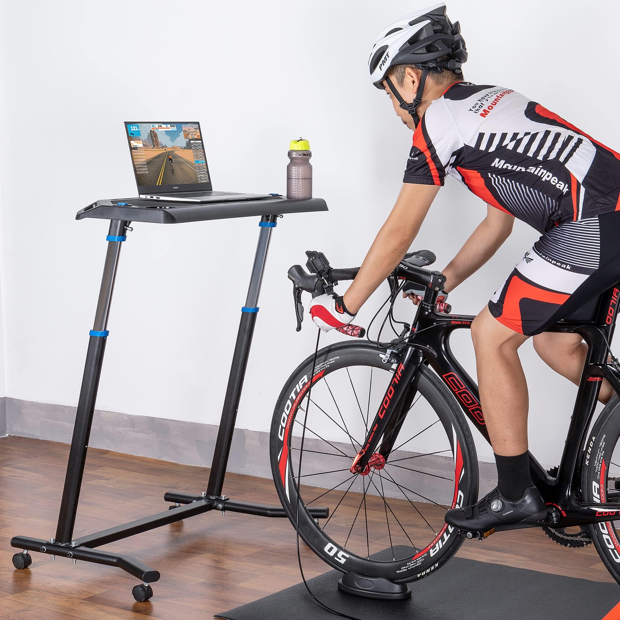 CXWXC Bike Trainer Desk – Height-Adjustable Indoor Cycling Laptop Stand
