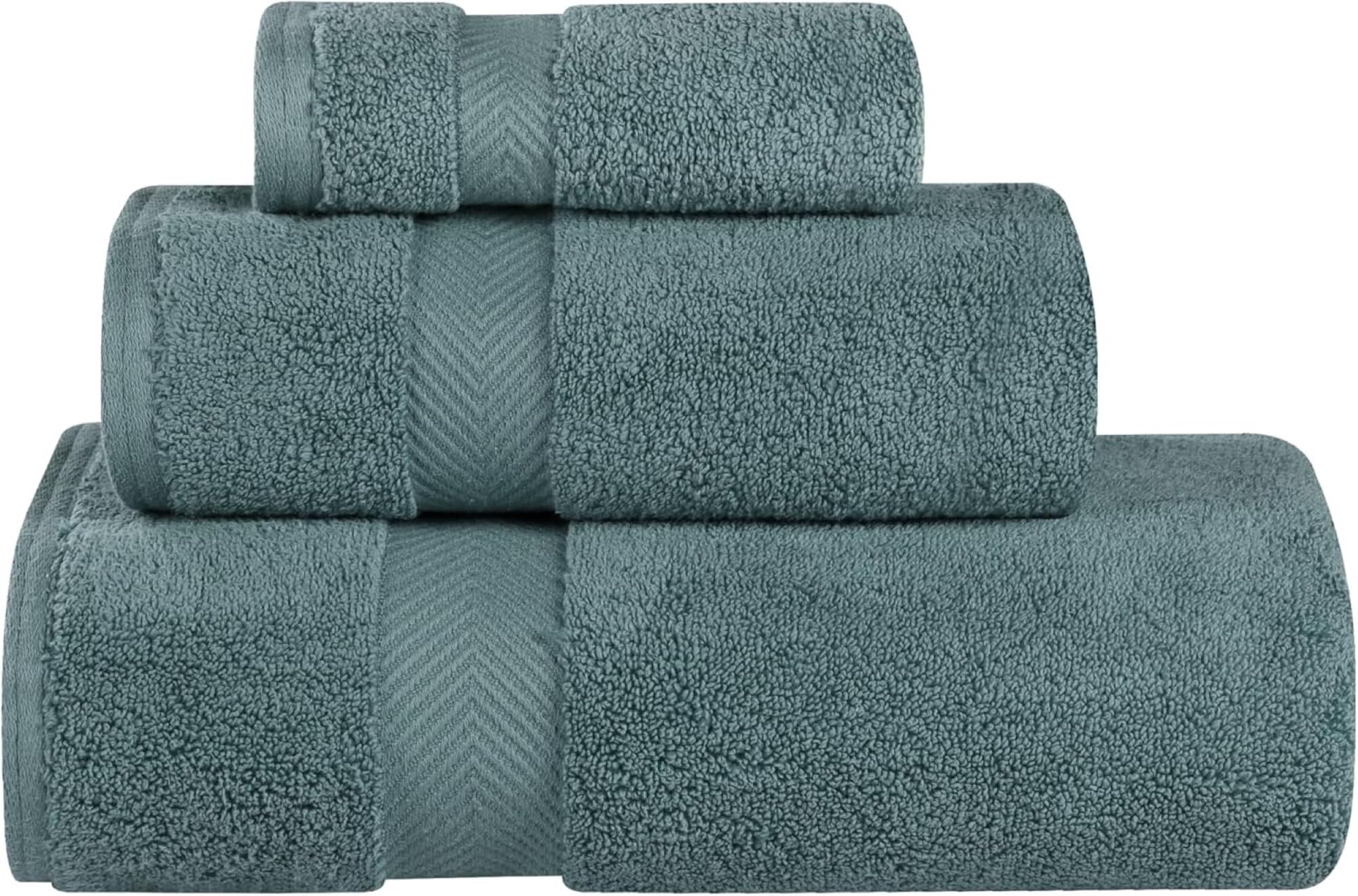 100% Zero Twist Cotton 3-Piece Absorbent Towel Set, Jade