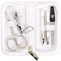 3 Swords Germany Manicure Pedicure Set - 5-Piece White Ostrich Leather
