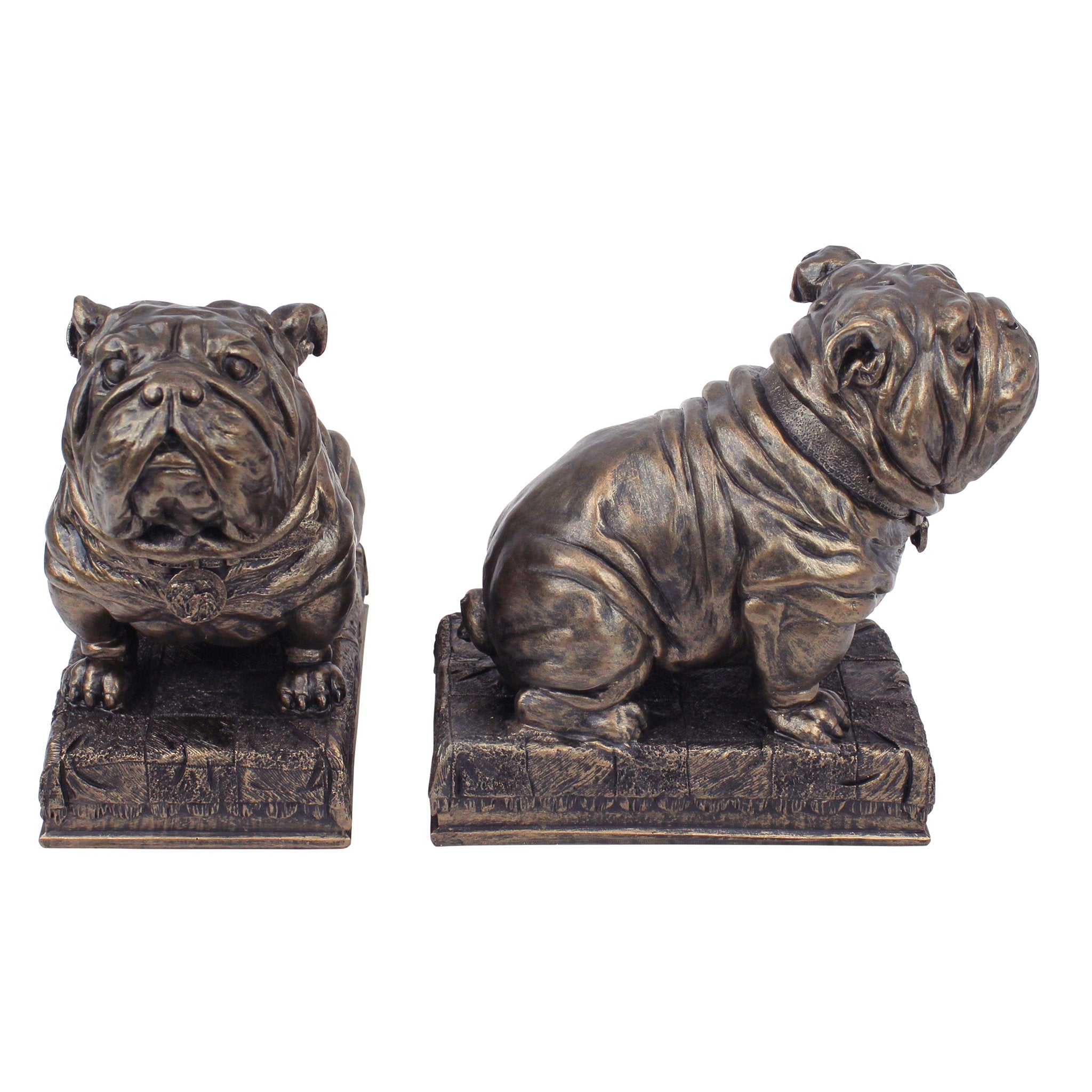 Design Toscano Bulldog Mascot Bookend Statues | Bronze Finish, Set of 2