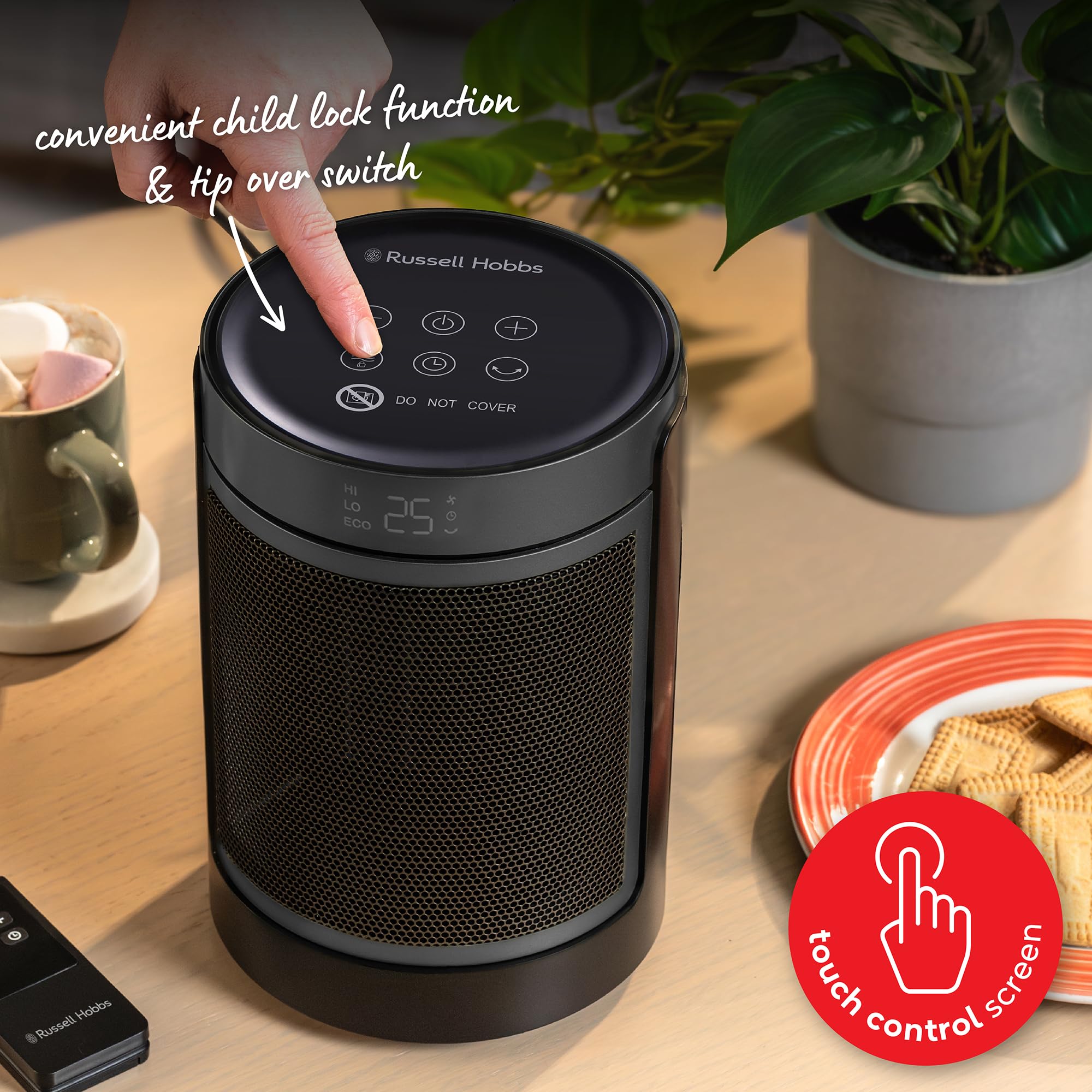 Russell Hobbs 1500W Portable Ceramic Space Heater – Oscillating with Remote